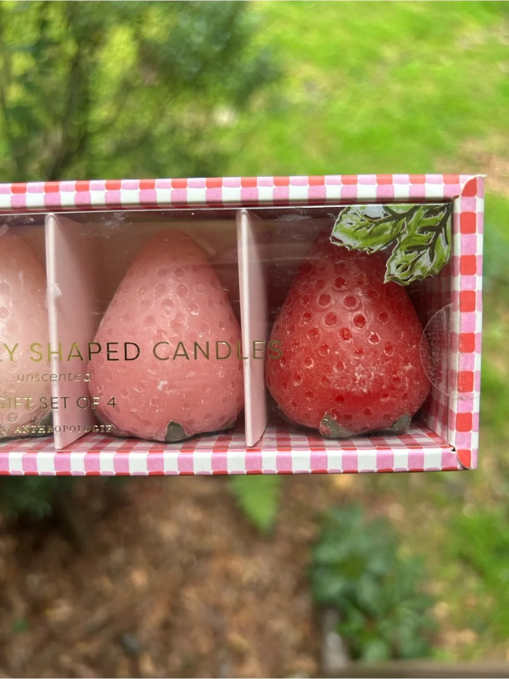 Anthropologie Pink & Red Strawberry Candle Set
